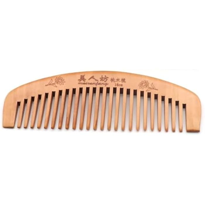 Wooden Comb, 1Piece Fine Teeth, Anti-static Natural Peach Wooden Comb for Hair, Beard, Pet Hair Finishing (Brown) - Image 1